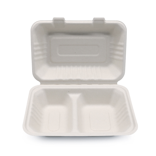 Eco-friendly 9x6 2- comp Bagasse Clamshell QW-B-52 Wholesale - Qiaowang